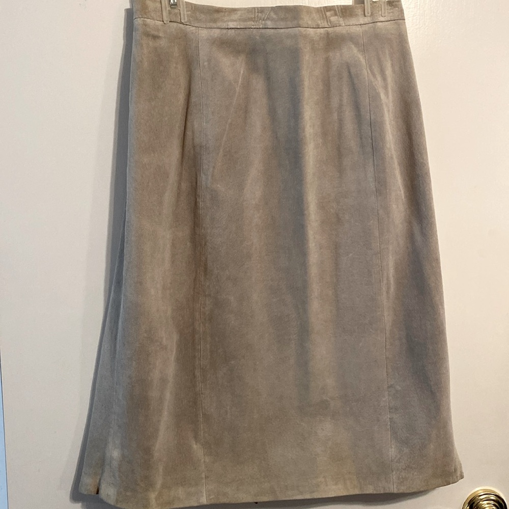 Vintage Terry Lewis Light Gray SUEDE skirt.
